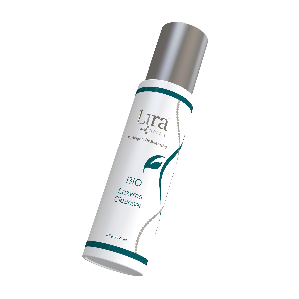Lira Clinical BIO Enzyme Cleanser ingrediensplakat – nøkkelingredienser ananas- og papayaenzymer og Alpine Rose plantestamceller for skånsom eksfoliering og jevnere hudtone