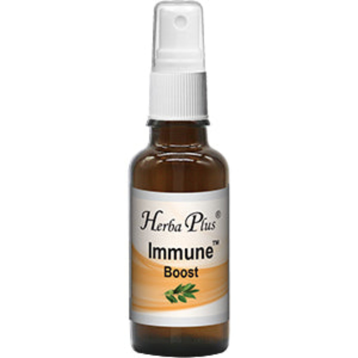  oransje glassflaske med hvit pumpe, blomstervannspray, 30 ml  herba plus immune boost