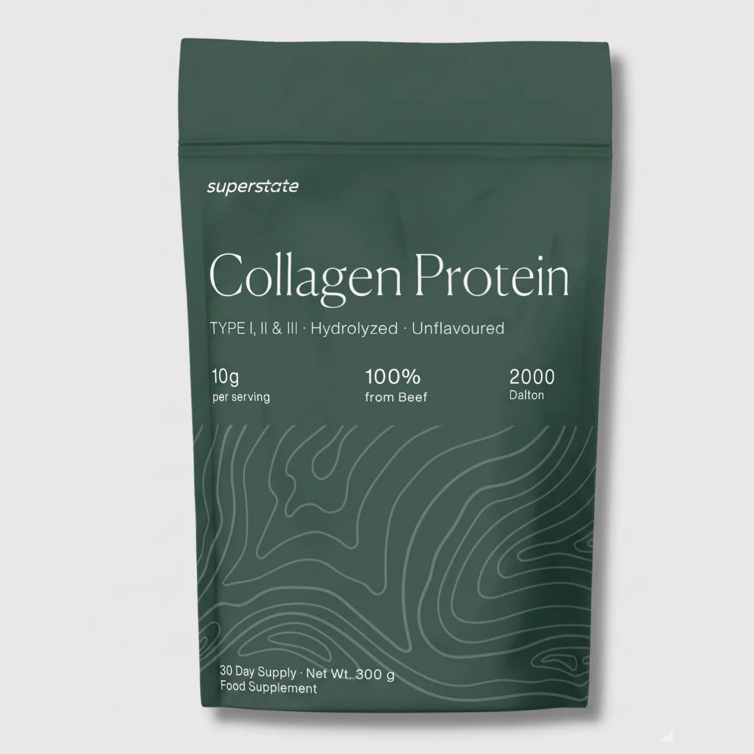 Superstate Collagen Protein 300g – Rent storfekollagen type I, II og III uten tilsetningsstoffer for hud, hår, negler og ledd