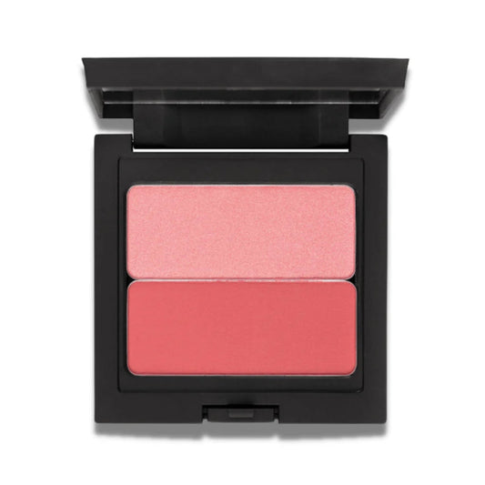 Åpen Tind of Norway Make Me Blush-palett med to blushfarger i lys rosa og korallrosa på hvit bakgrunn