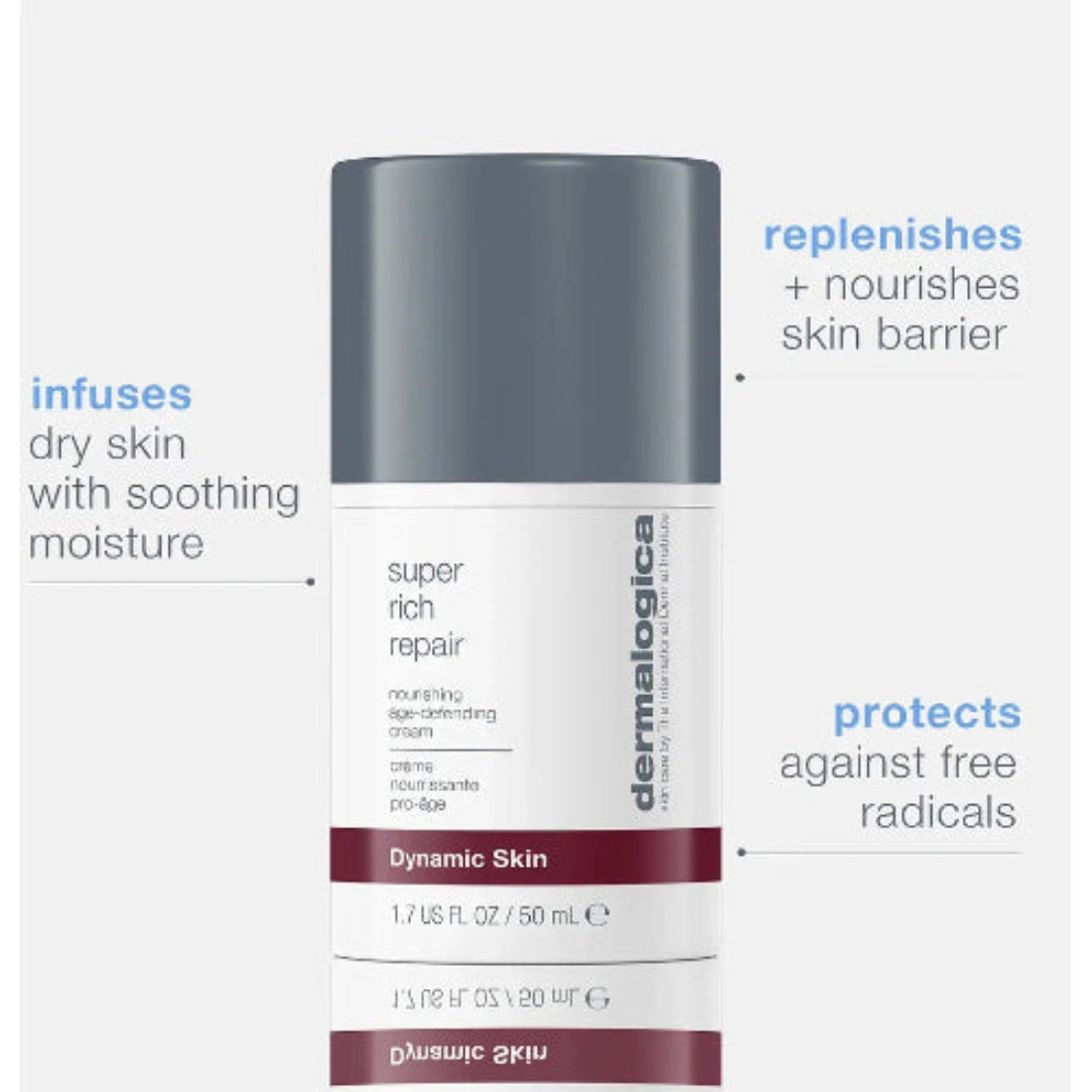 Dermalogica Super Rich Repair Dynamic Skin 50 ml – tilfører beroligende fuktighet, nærer hudbarrieren og beskytter mot frie radikaler for kronisk tørr og moden hud